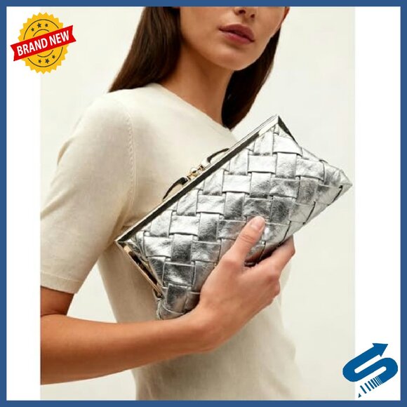 Luxury Checkered Evening Clutch with Detachable Chain Strap